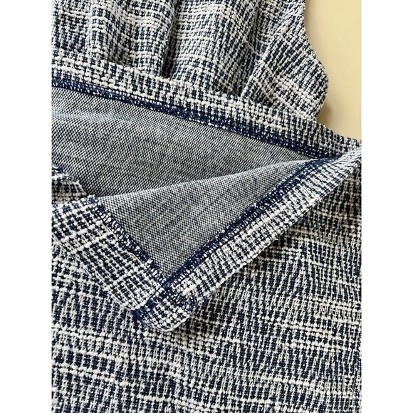 Banana Republic Tweed Blue and White Dress Size 4 Knee Length Twist Waist Accent - Picture 4 of 8